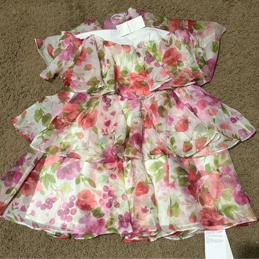 🍃🍓Organza Tiered Strapless Mini Dress Abercrombie & Fitch - Picture 3 of 9